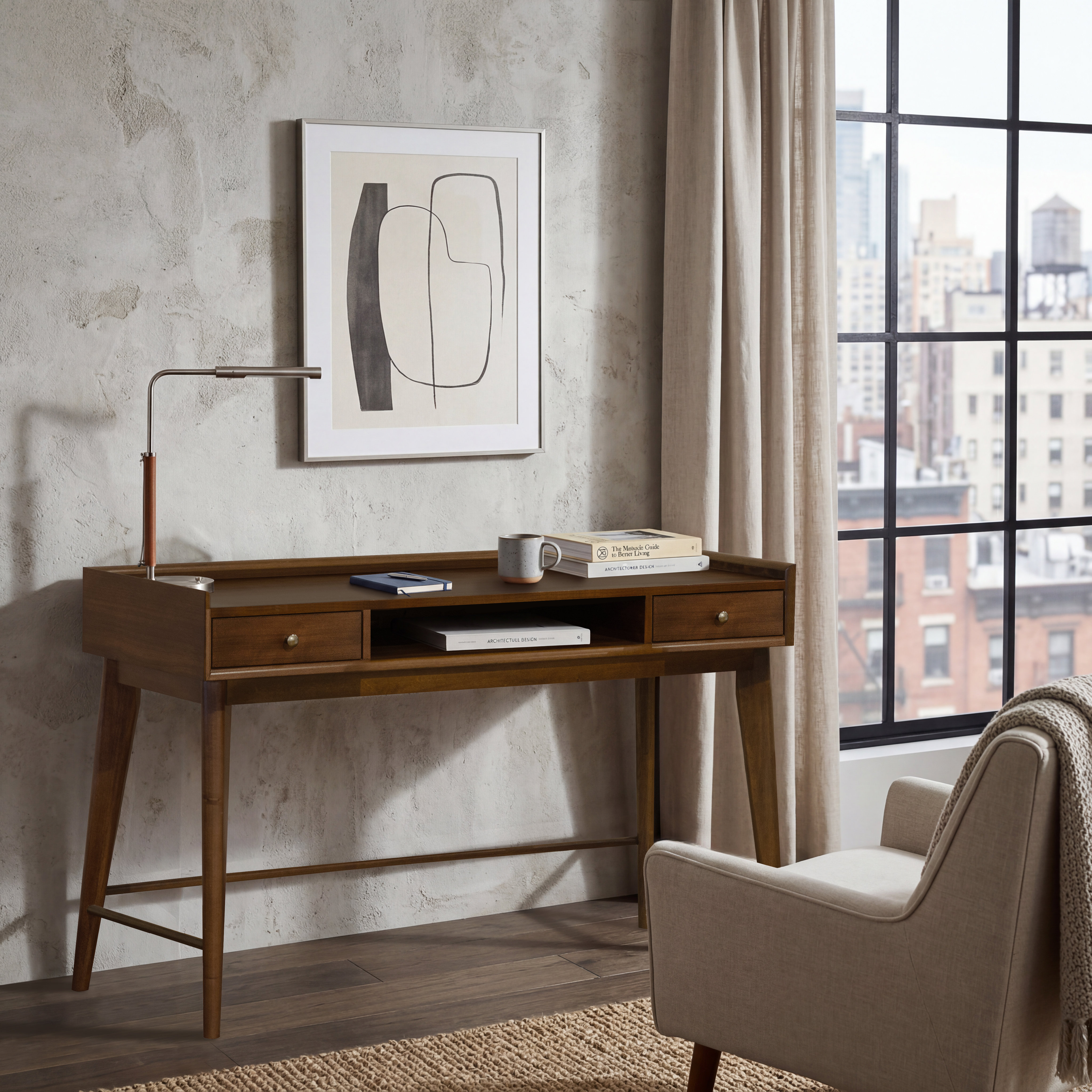 George Oliver Sutton Walnut Desk | Wayfair